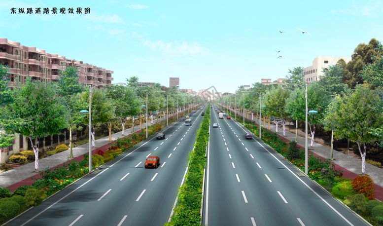 编号：51426410142154597819【酷图网】源文件下载-道路绿化景观效果图
