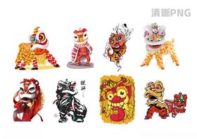 戴耳机的醒狮元素卡通形象
