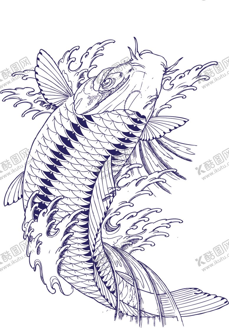 编号：86131609290507052241【酷图网】源文件下载-传统鲤鱼图案