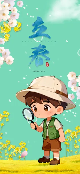 儿童户外手持放大镜探索自然