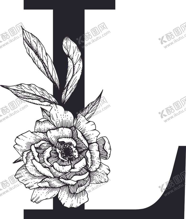 编号：47363910031313482387【酷图网】源文件下载-花卉装饰字母字母L