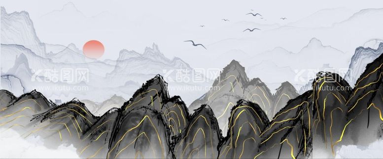 编号：74180209240114300216【酷图网】源文件下载-水墨风景装饰画