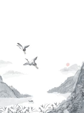 水墨画图片山水风景中国风古典背书墙绘意境