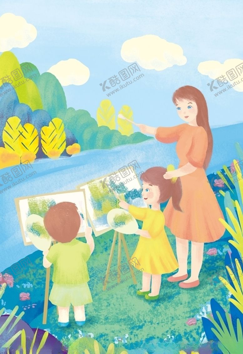 编号：34238607070713204736【酷图网】源文件下载-手绘儿童学画画插画