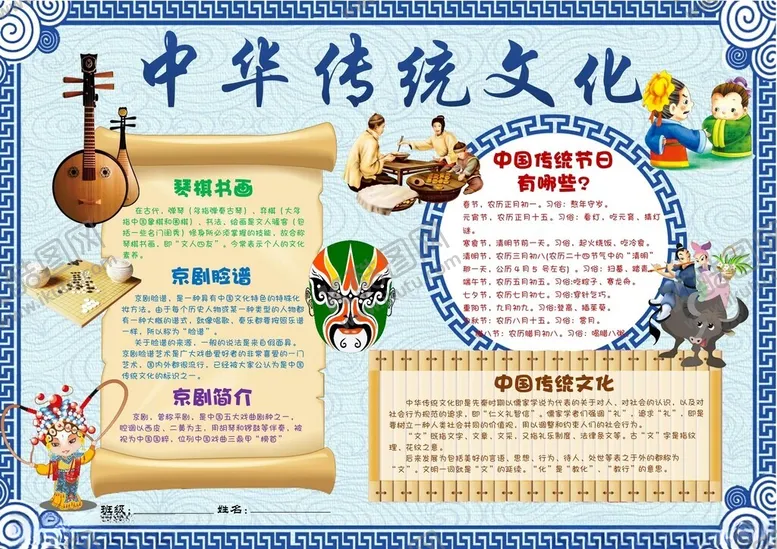编号：41272302272135491742【酷图网】源文件下载-中国传统文化手抄报
