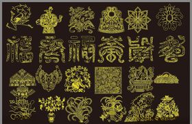 金色花纹花边边框角花