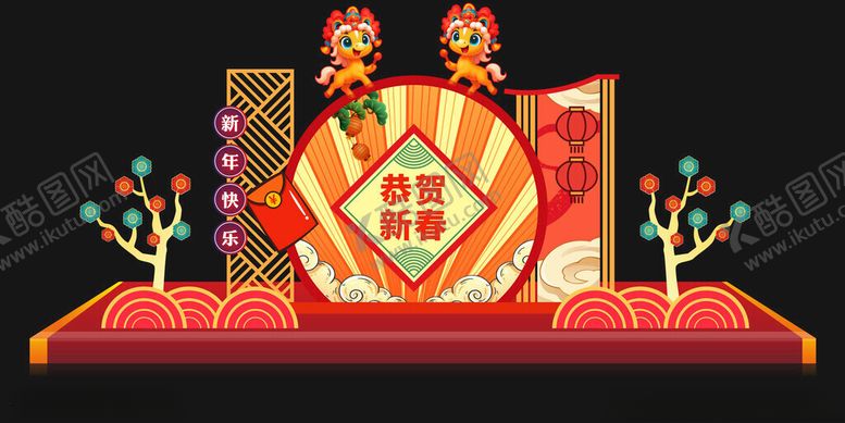 编号：93289701042300364392【酷图网】源文件下载-中式喜庆舞台装饰布置
