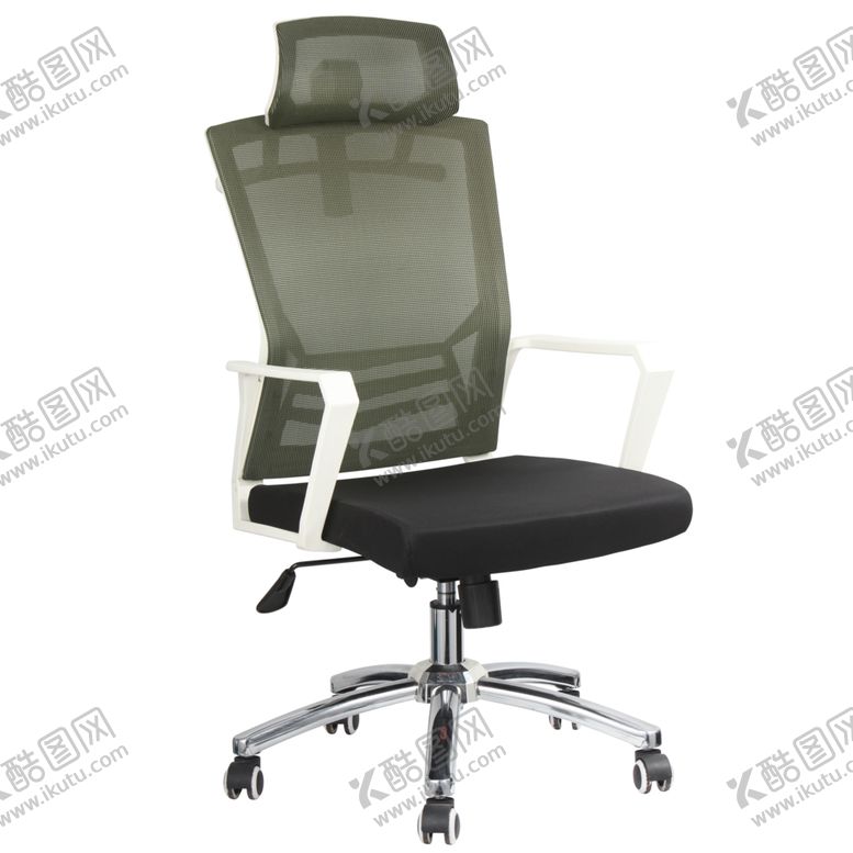 编号：27624209221432046421【酷图网】源文件下载-军绿色不锈钢办公椅电脑椅45度