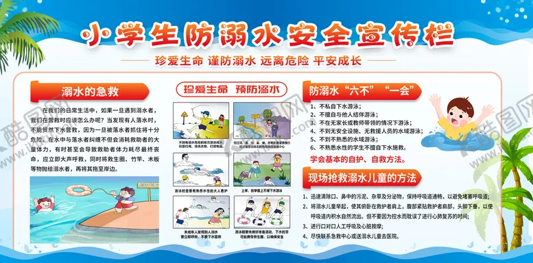 编号：02986709162125231453【酷图网】源文件下载-防溺水展板