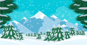 卡通雪景