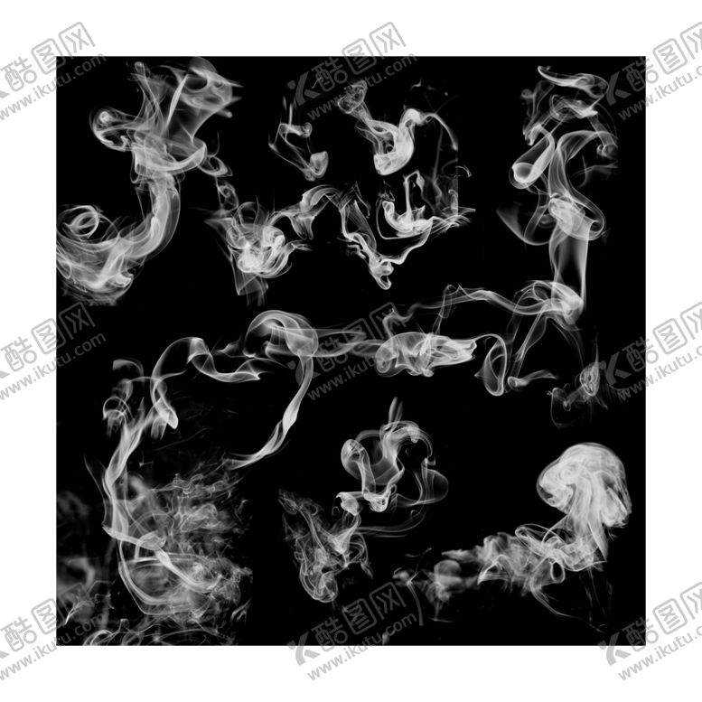 编号：50515809281209587585【酷图网】源文件下载-高清白烟手绘烟雾黑色的烟雾素材