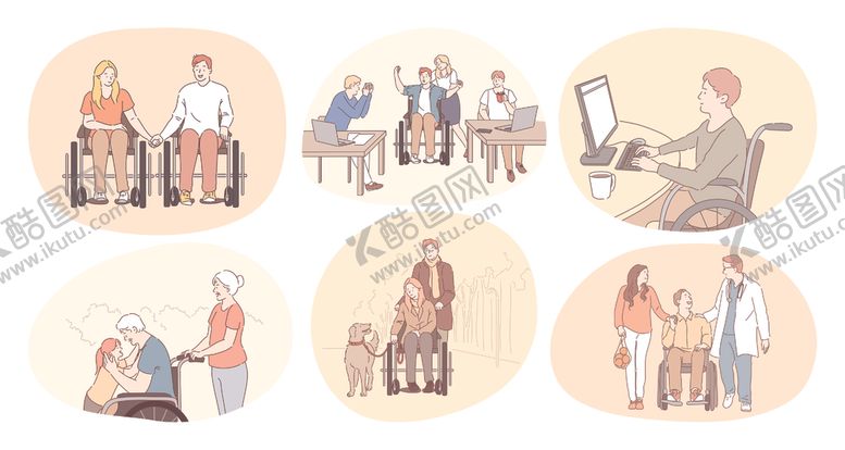编号：81330007140620379923【酷图网】源文件下载-多样人物姿态插画