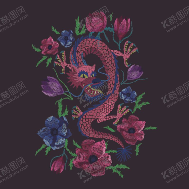 编号：47213510221753179725【酷图网】源文件下载-龙纹绣花
