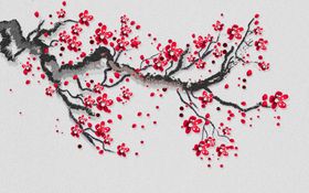 水墨画梅花背景墙