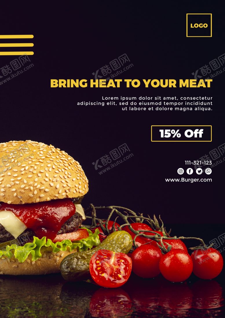 编号：39180606190831414421【酷图网】源文件下载-美味汉堡广告海报