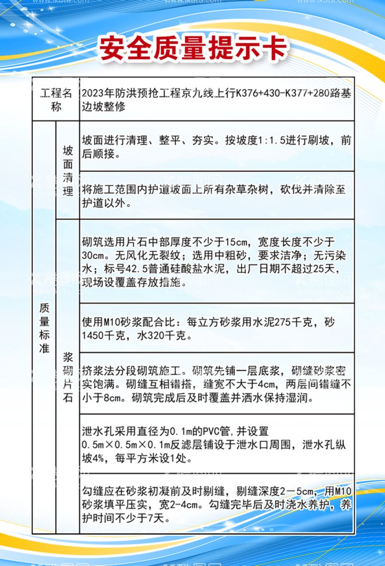 编号：03419610041811059423【酷图网】源文件下载-安全质量提示卡