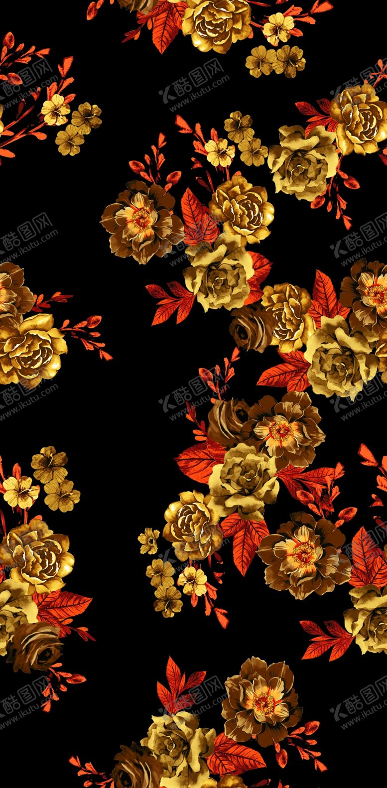 编号：82090410112025033278【酷图网】源文件下载-黑底牡丹