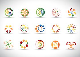 多彩圆形创意图标集合