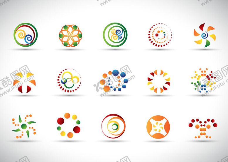 编号：43953704050903189331【酷图网】源文件下载-多彩圆形创意图标集合