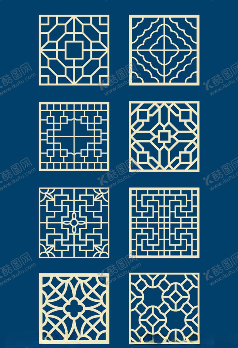 编号：89591907070631174739【酷图网】源文件下载-中国风方形装饰纹样