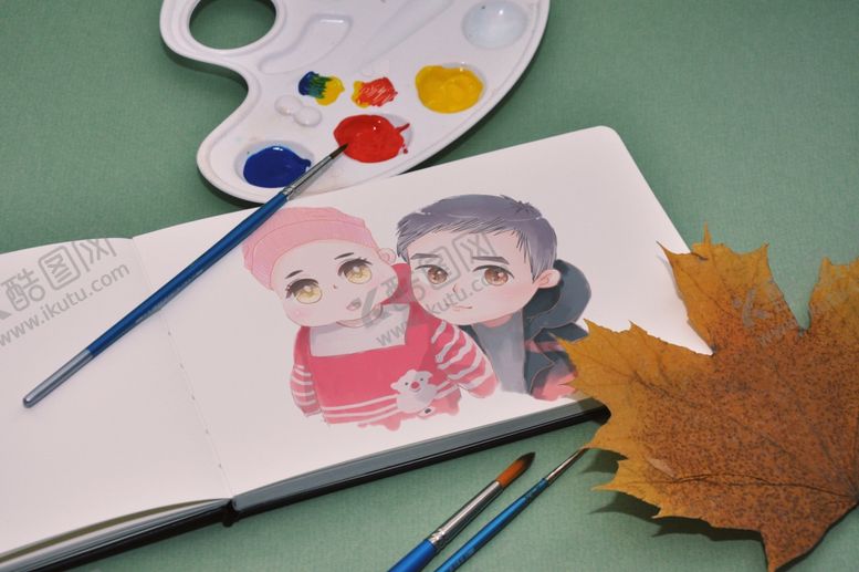 编号：51993810080632396747【酷图网】源文件下载-手绘水彩枫叶的样机场景贴图ps