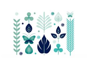 绿色植物叶子蝴蝶花纹