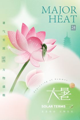 简约大暑节气宣传海报