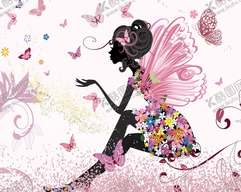 编号：81795510051658041120【酷图网】源文件下载-卡通蝴蝶女孩壁纸