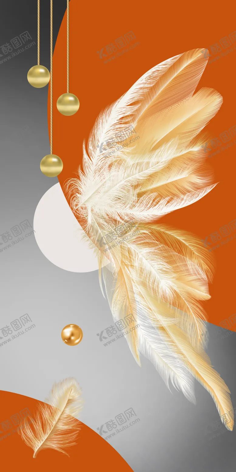 编号：93371301190307033152【酷图网】源文件下载-轻奢吊坠羽毛蝴蝶玄关挂画