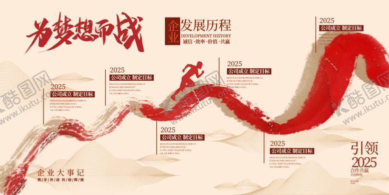 编号：35131604190356213755【酷图网】源文件下载-红色简约风企业发展历程宣传展板