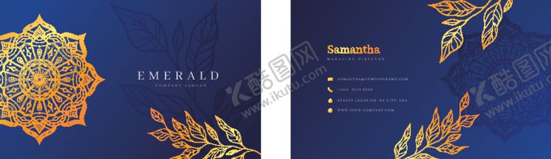 编号：74183909191831035205【酷图网】源文件下载-奢华蓝金风名片设计模板