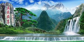 景色如画江河锦绣画秀丽