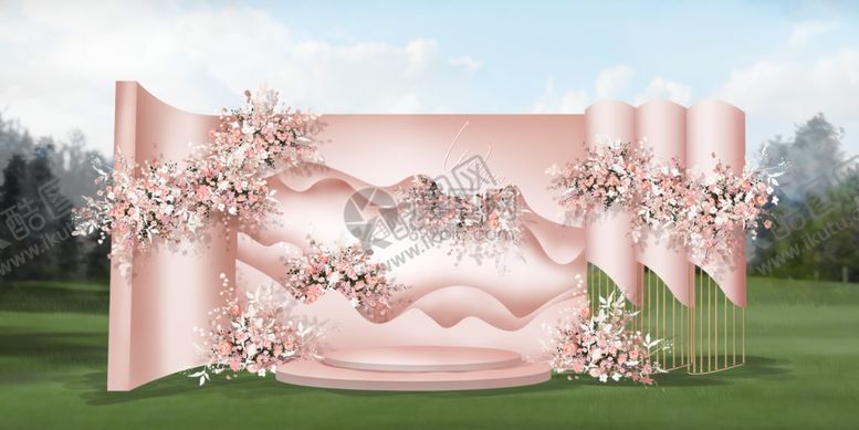 编号：80324005150129431648【酷图网】源文件下载-粉色婚礼主舞台背景
