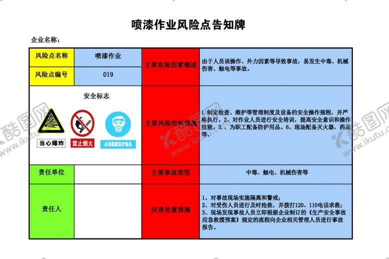 编号：79085012100125344212【酷图网】源文件下载-喷漆作业风险点告知牌