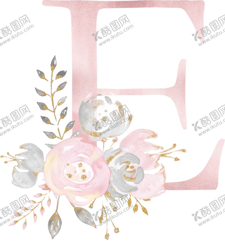 编号：66215210261402502042【酷图网】源文件下载-金粉鲜花字母数字素材