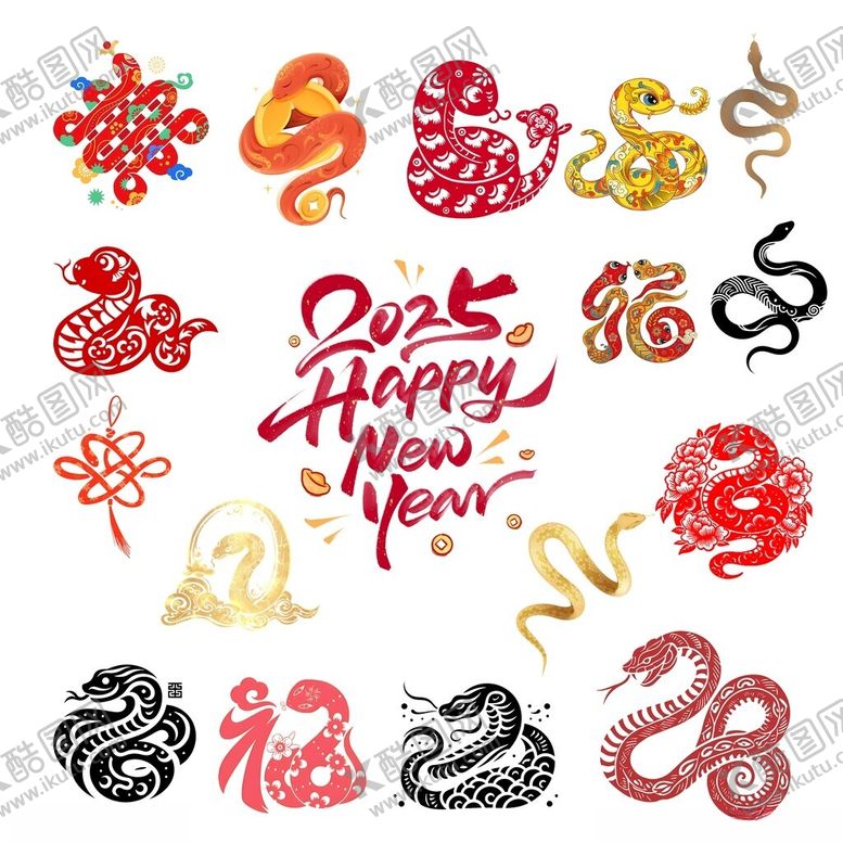 编号：81395501280039076015【酷图网】源文件下载-2025蛇年窗花