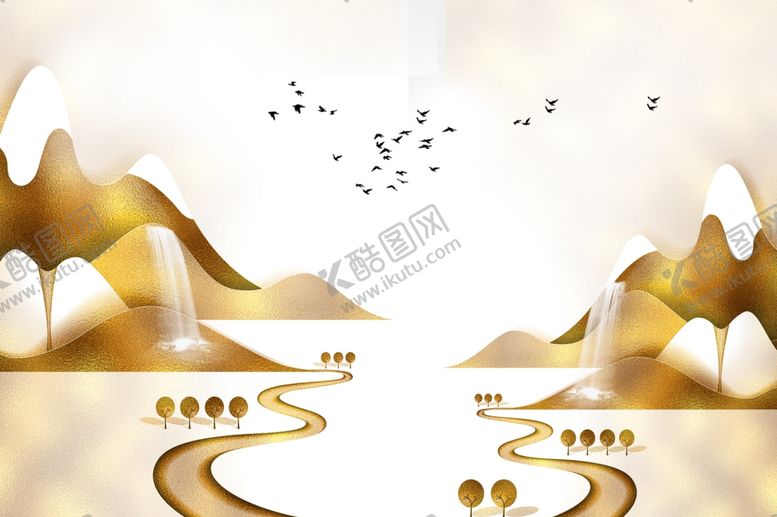 编号：59614409291556078391【酷图网】源文件下载-金箔金色山水