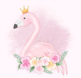 天鹅丹顶鹤卡通矢量图