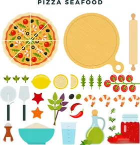 海鲜披萨制作素材集合