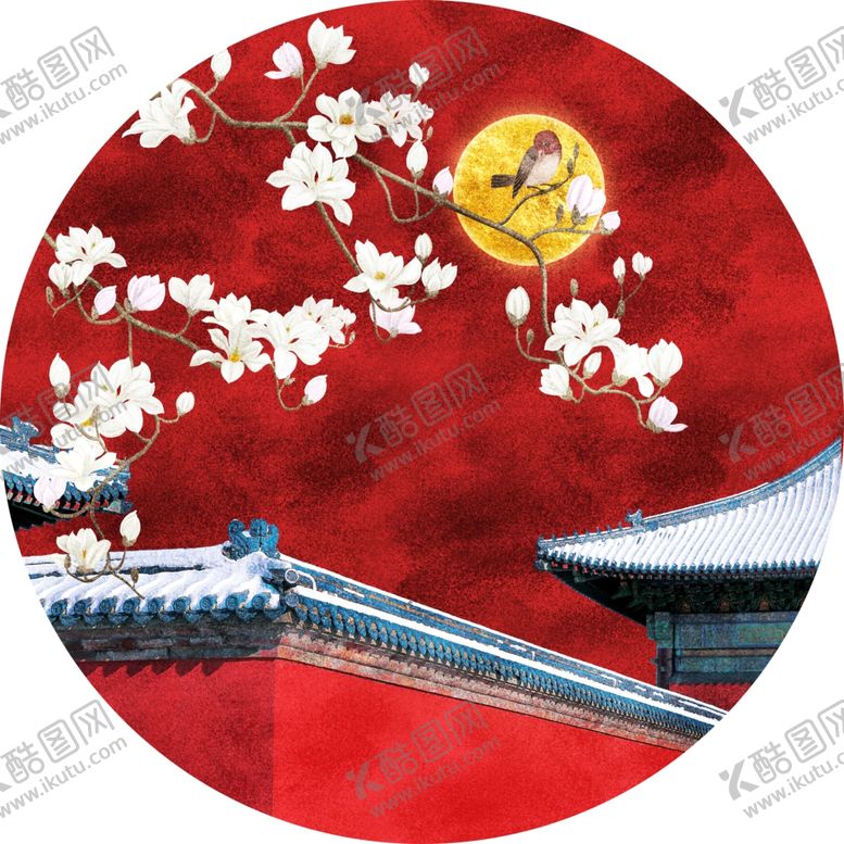 编号：76054010272002019971【酷图网】源文件下载-故宫红墙工笔花鸟中式地毯