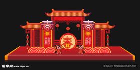 中式喜庆门楼装饰设计