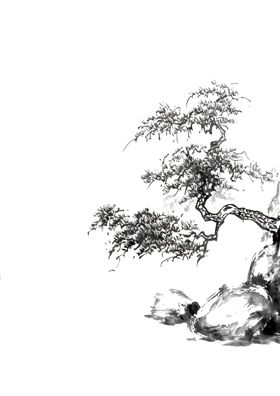 水墨中国风迎客松