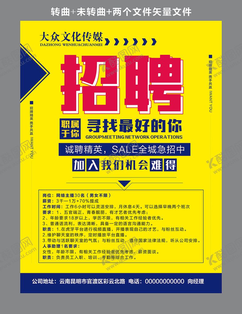 编号：95405110190444107182【酷图网】源文件下载-招聘海报
