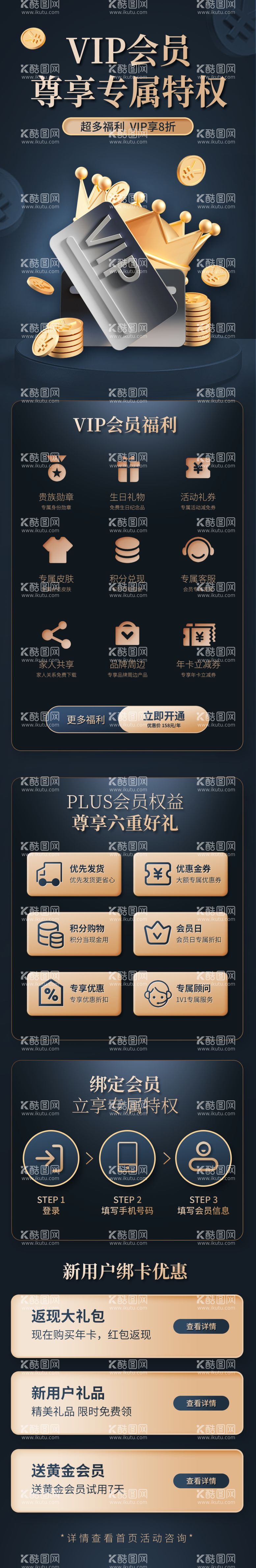 编号：78342603072307001285【酷图网】源文件下载-会员vip福利介绍权益详情页