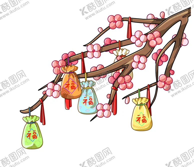 编号：51538006281825167602【酷图网】源文件下载-古风枝头梅花礼包香囊插画卡通