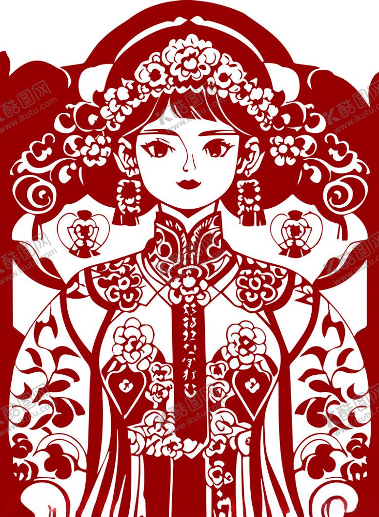 编号：30620302110845596040【酷图网】源文件下载-剪纸美女