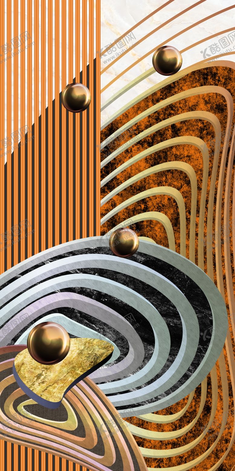 编号：26887809211510453257【酷图网】源文件下载-轻奢立体抽象几何装饰画