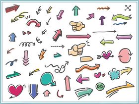 多彩手绘箭头及符号集合