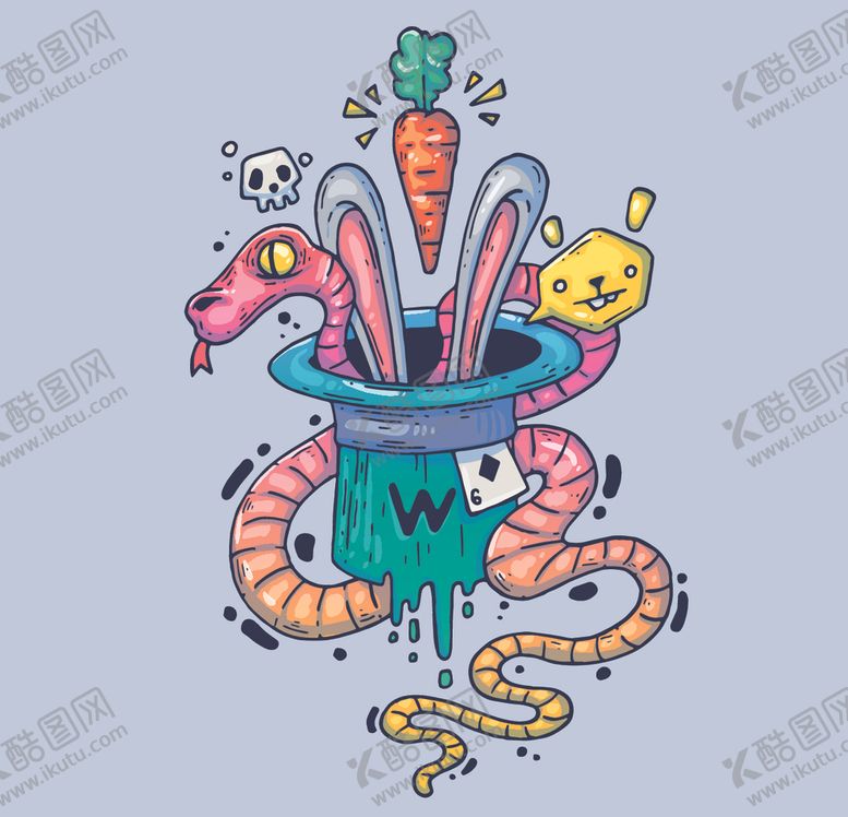 编号：13413309271106379036【酷图网】源文件下载-创意嘻哈怪物涂鸦插画