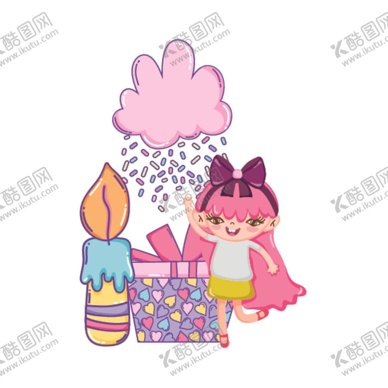 编号：71401105100419302909【酷图网】源文件下载-卡通生日女孩